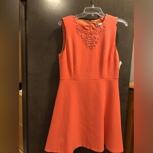 Brand new Trina Turk coral 🪸 party dress with neck embellishment